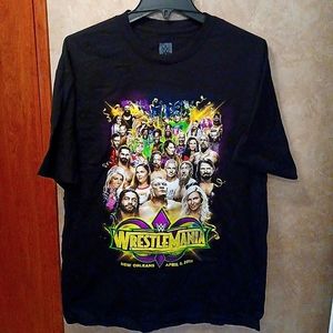 Authentic WrestleMania New Orleans April 8th 2018 black t-shirts. Size large